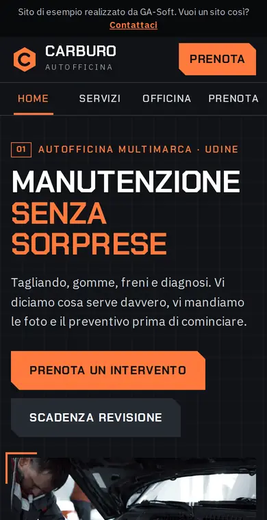 Anteprima del sito di esempio per un'autofficina