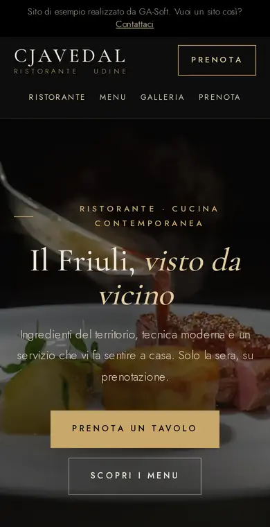 Anteprima del sito di esempio per un ristorante
